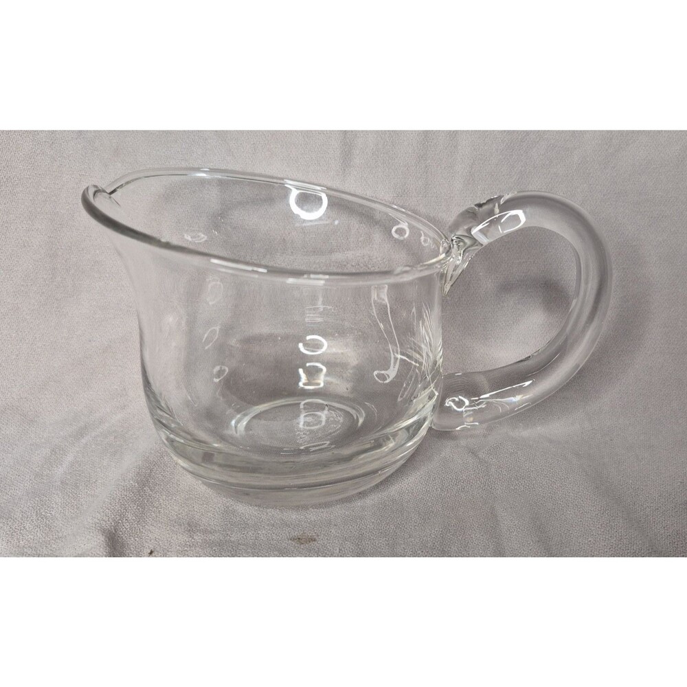 Vintage TAG Clear Glass Hand Blown Sauce Gravy Boat Pitcher Creamer
